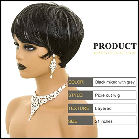 Synthetic Pixie Straight Wig Glueless Adjustable Cap Soft Thick Hair main image 6